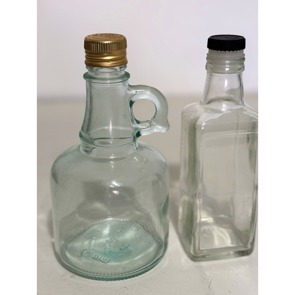 2pc Clear Glass Anthropology Inspired Decorative Bottles Home Decor